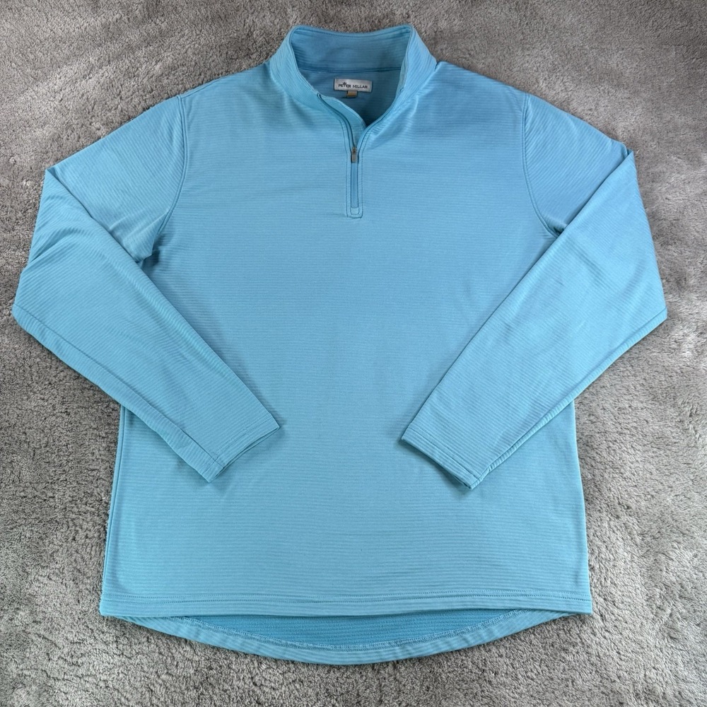Peter Millar 1/4 Quarter Zip Pullover Mens M Blue Performance Stretch Golf